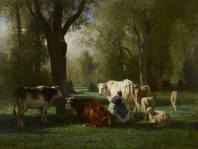 Landscape with Cattle and Sheep by Constant Emile Troyon